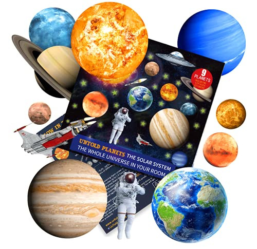 Solar System for Kids Glow in The Dark Planets and Stars for Ceiling- Astronaut and Rockets- Wall Planet Stickers- Space Decor