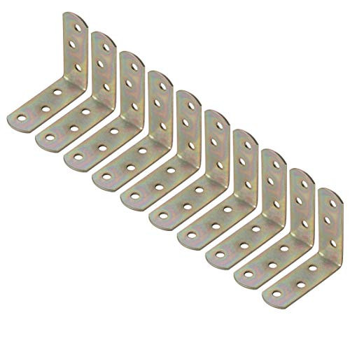 YeVhear 10pcs Metal Corner Bracket 60x60mm L-Shaped Corner Bracket Right Corner Protector Shelf Bracket for Furniture