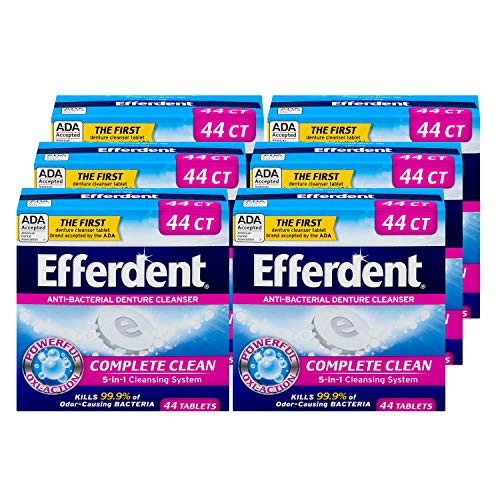 Efferdent Denture Cleanser Tablets Complete Clean Tablets- 44 Count -Pack of -- 264 Count- -Pack of 6-