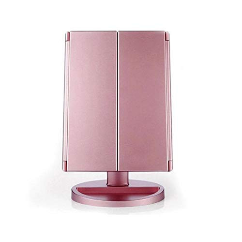 Makeup Vanity Mirror with Lights, 2X/3X Magnification, 21 Led Lighted Mirror with Touch Screen,180° Adjustable Rotation,Dual Power Supply,Portable Trifold Mirror (Rose gold color) Makeup Vanity Mirror with Lights, 2X/3X Magnification, 21 Led Lighted Mirror with Touch Screen,180° Adjustable Rotation,Dual Power Supply,Portable Trifold Mirror (Rose gold color)