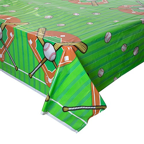 Baseball Plastic Tablecloth- 84" x 54"