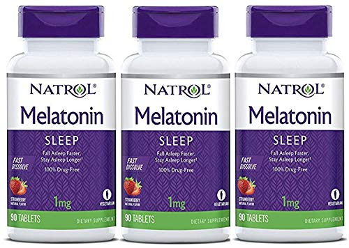 Natrol Melatonin 1mg Fast Dissolve Tablets- Strawberry- 90-Count -Pack of 3- Natrol Melatonin 1mg Fast Dissolve Tablets- Strawberry- 90-Count -Pack of 3-