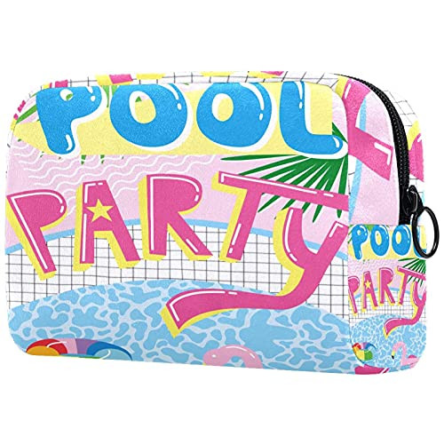Women Makeup Bag-Cosmetic Storage Bag pink flamingo swimming pool party for Travel-Cosmetics Organizer Women Makeup Bag-Cosmetic Storage Bag pink flamingo swimming pool party for Travel-Cosmetics Organizer