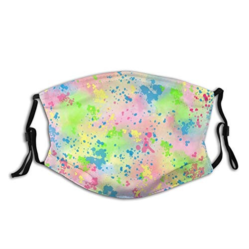 Pastel Paint Spatter Cloth Face Mask Washable Reusable Mouth Mask for Women and Men DustProof Windproof