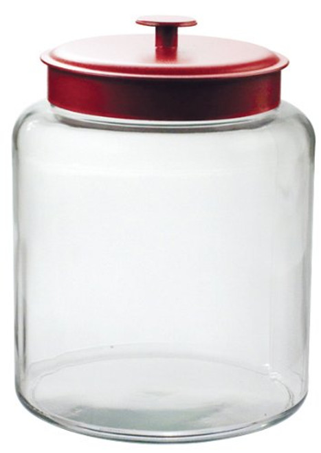 Anchor Hocking Montana Glass Jar with Fresh Sealed Lid, Red Metal, 2 Gallon