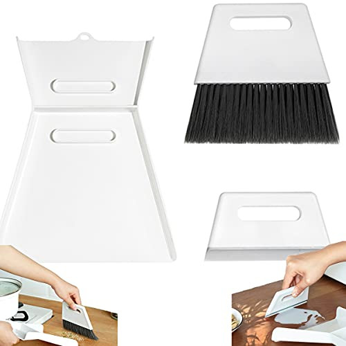 Cleaning Brush and Dustpan Set Desktop Sweep Broom-Table Dustpan and Brush-Broom Dustpan-Ergonomic Design High Hardness Table-Mini Dust Pan with Brush Desktop Hand Broom Brush