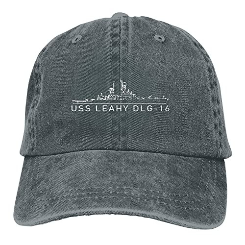 TUEHUX USS Leahy Dlg-16 Navy Destroyer Leader Ship Unisex Adult Denim Hats Cowboy Hat Dad Hat Driver Cap Navy