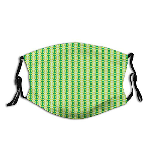Comfortable Windproof Activated carbon mask-Monochrome Geometric Pattern with Diagonal Square Check-Printed Facial decorations for Unisex Adult