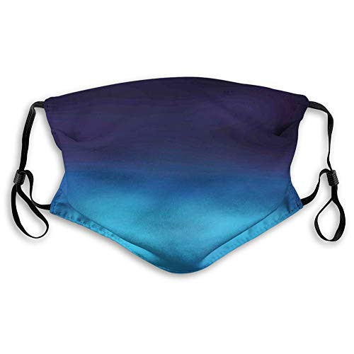 Reusable Face Shield Mouth Scraf Navy- Ombre Style Deep Sea Ocean Underwater Themed Digital Colored Graphic Design Art Print-Dark Blue decorations for adults Seniors?M-