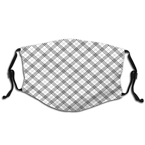 Fillter Face Cloth for Unisex Teens Monochromatic Diagonal Pattern With Checks And Stripes Dashed Lines Celtic Classic Reusable Windproof Mouth Anti Dust Double Protection