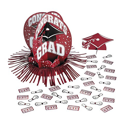 Fun Express - Burgundy Grad Table Decor Kit -23pc- for Graduation - Party Decor - General Decor - Centerpieces - Graduation - 23 Pieces