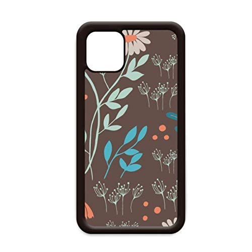 Brown Flower Plant Paint for iPhone 12 Pro Max Cover for Apple Mini Mobile Case Shell
