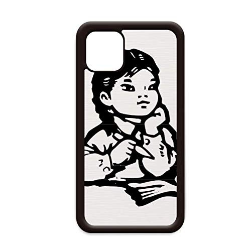 Girl Pen Table Black Sketch Patriotism for iPhone 12 Pro Max Cover for Apple Mini Mobile Case Shell
