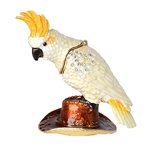 Jiaheyou Cockatiel Trinket Jewelry Ring Box Jeweled Cockatoo Bird Figurine Ornament Gifts for Her Jiaheyou Cockatiel Trinket Jewelry Ring Box Jeweled Cockatoo Bird Figurine Ornament Gifts for Her