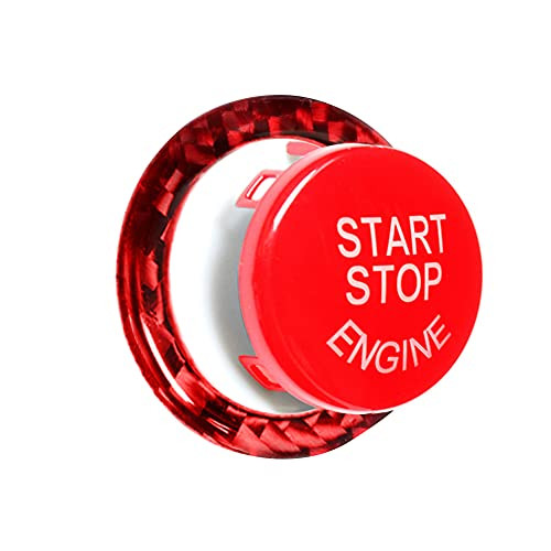 Kanuoc Car Start Stop Button Cover with Carbon Fiber Button Ring Sticker- Applicable for BMW E Chassis 2004-2015 E90 E91 E92 E93 E60 E84 E83 E70 E71 E72- Gift for Bimmer BMW Enthusiast-Red 1 Set