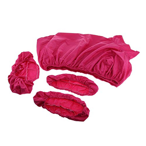 LoveinDIY 4pcs Acupuncture Massage Table Bed Fitted Pad Face Cradle Pillow Cover Set - Rose Red