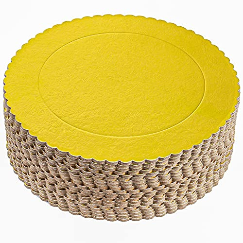 SHEUTSAN 20 Packs 12 Inches Gold Round Cake Boards- Scalloped Cardboard Circles Base