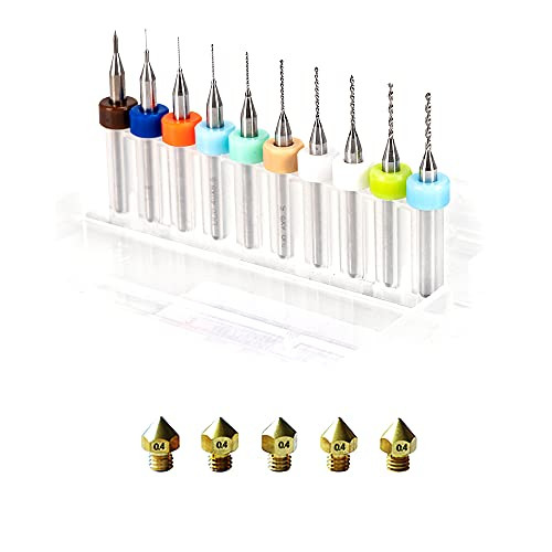 3D Printer Nozzle Clean Drill Bits Kit- 5pcs MK8 Extruder Nozzles Brass Print Head 0.4mm With 10pcs Cleaning Drill Bits For 3d Printer