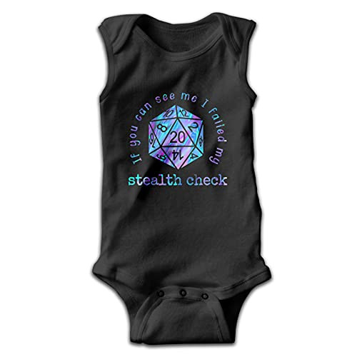 If You Can See Me I Failed My Stealth Check Baby Onesie Sleeveless Bodysuits Unisex Cute Infant Toddler Black