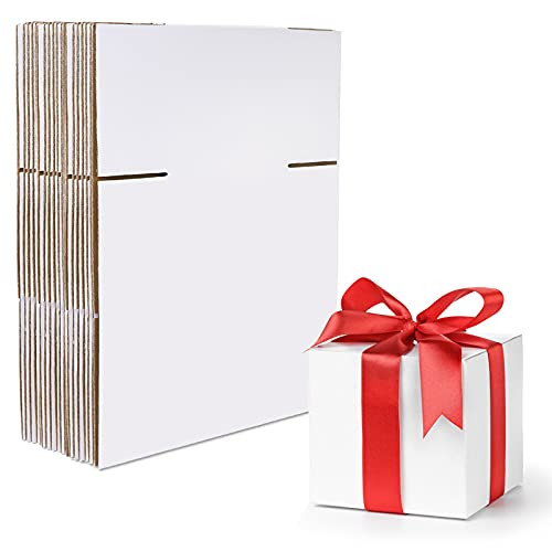 HANTAJANSS 4x4x4 Inches Shipping Box Set of 25- White Corrugated Cardboard Box for Gift Packaging- Mailing Packaging