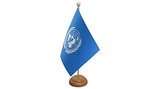 The United Nations Wooden Based Table Flag