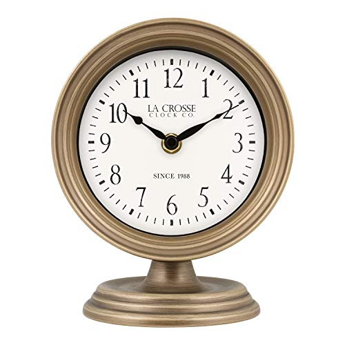 La Crosse 404-3229A 7-Inch Mabel Metal Table Top Quartz Clock- Bronze