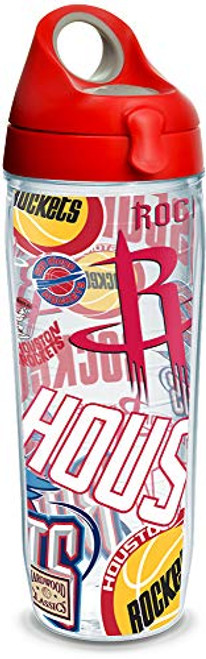 Tervis 1310097 NBA Houston Rockets All Over Insulated Tumbler with Wrap and Red with Gray Lid 24oz Water Bottle Clear Tervis 1310097 NBA Houston Rockets All Over Insulated Tumbler with Wrap and Red with Gray Lid 24oz Water Bottle Clear