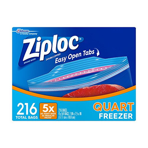 Ziploc Easy Open Tabs Freezer Quart Bags -216 ct.-