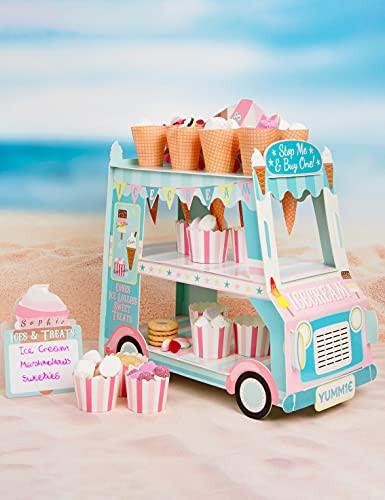 Talking Tables Ice Cream Party Decorations - Ice Cream Cart Party Decor - Great For Kids Party- Birthday Party And Summer Decor - Paper