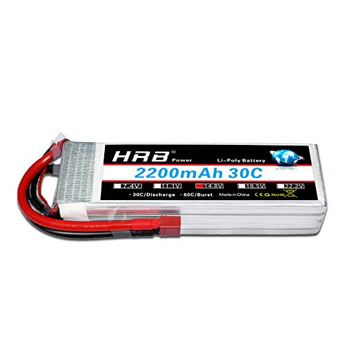 HRB 2200mAh 14.8V 4S 30C RC LiPo Battery Pack with Dean-T Plug for RC Airplane Helicopter Quadcopter Vehicle Boat