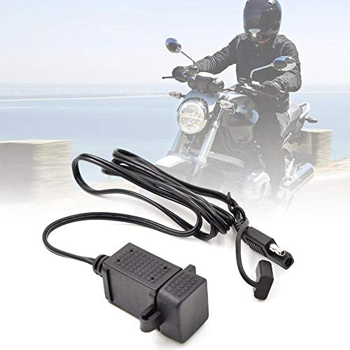 Davitu Cables- Adapters  and  Sockets - Super Durable 12V-24V 3.1A SAE Dual USB Cable Adapter Dual Port Power Socket Smart Phone Tablet GPS Charger for Motorcycle - -Color Name: Black-