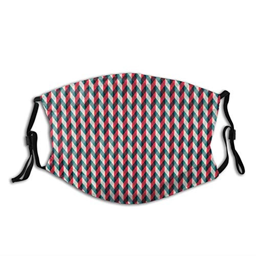 Comfortable Printed mask-Vintage Country Style Pattern With Diagonal Checks And Vertical Stripes?Windproof Facial decorations for adult