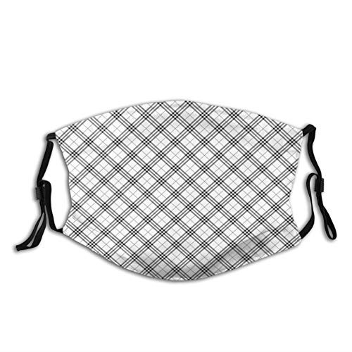 Comfortable Windproof mask?Monochromatic Diagonal Pattern With Checks And Stripes Dashed Lines Celtic Classic?Printed Facial Decorations for Adult