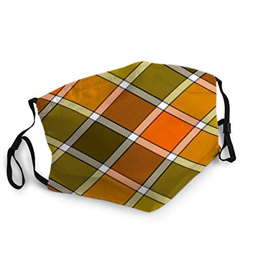 Fillter Face Cloth For Unisex adult Orange Khaki Marsh Color Diagonal Check Plaid Cold Mouth Dustproof Double Protection