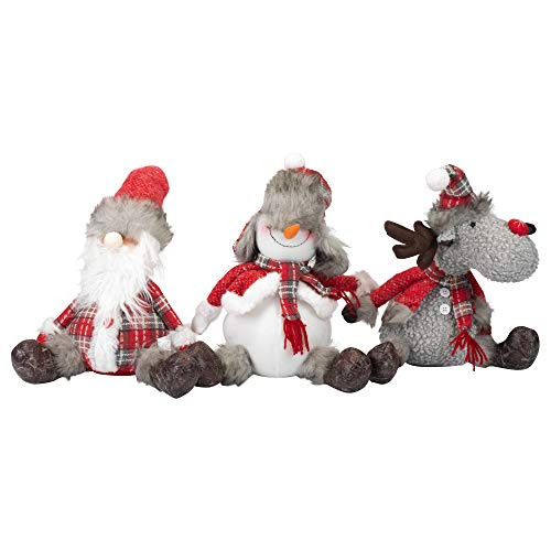 Transpac Imports, Inc. Sitting Festive Red 13 x 8 Polyester Plush Christmas Holiday Figurines Set of 3