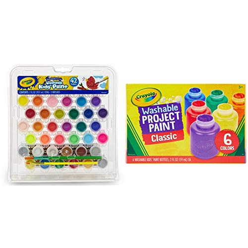 Crayola Kids Washable Paint Set- 42 Ct.- Gift for Kids- Ages 3- 4- 5- 6- 7- Assorted and Washable Kids Paint- 6 Count- Kids At Home Activities- Painting Supplies- Gift- Assorted Crayola Kids Washable Paint Set- 42 Ct.- Gift for Kids- Ages 3- 4- 5- 6- 7- Assorted and Washable Kids Paint- 6 Count- Kids At Home Activities- Painting Supplies- Gift- Assorted