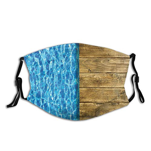 Comfortable Windproof mask?Summer House Seem Swimming Pool With Wooden Seem Deck Image?Printed Facial decorations for adult