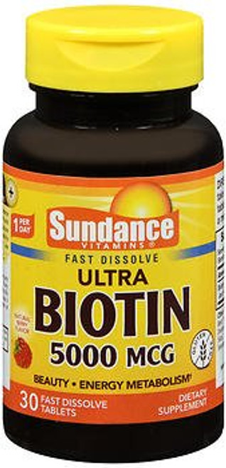 Sundance Vitamins Ultra Biotin 5000 mcg - 30 Tablets- Pack of 6 Sundance Vitamins Ultra Biotin 5000 mcg - 30 Tablets- Pack of 6