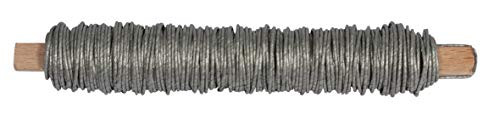Rayher Paper Covered Wire- 0.55mm ø- Silver matt- on a Wooden Reel 50g- 20m- tab-Bag