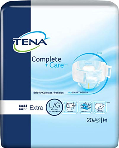 TENA Complete  Plus  Care Adult Brief Tab Closure Large Disposable Moderate Absorbency- 69971 - Pack of 20