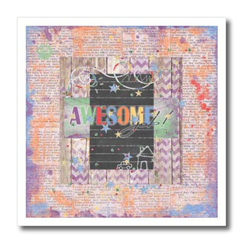 3dRose Image of Awesome- Blackboard- Star- String- Newspaper. - Iron on Heat Transfers -ht-334033-1-