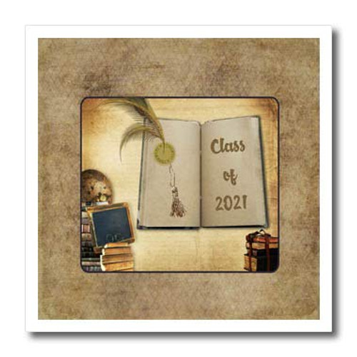 3dRose Image of Vintage Globe- Blackboard- Pen- Tassel on. - Iron on Heat Transfers -ht-346194-1-
