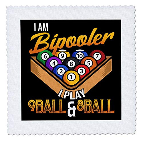 3dRose Pool Billiard Snooker I am Bipooler I Play 9 Ball and 8 Ball - Quilt Squares -qs-326121-1-