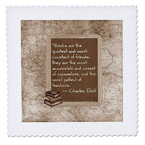 3dRose image of of Blackboard- Books Quietest Friend- Wisest. - Quilt Squares -qs-334035-1- 3dRose image of of Blackboard- Books Quietest Friend- Wisest. - Quilt Squares -qs-334035-1-