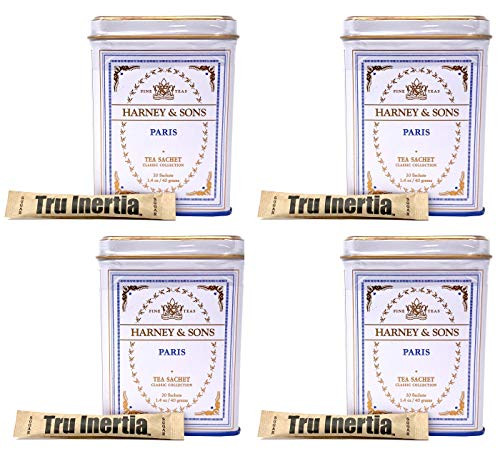 Harney & Sons Paris Black Tea Sachet Collection, All Natural - Classic Tin of 20 Sachets, 1.4 Ounce - 4-Pack with Tru Inertia Sugar Harney & Sons Paris Black Tea Sachet Collection, All Natural - Classic Tin of 20 Sachets, 1.4 Ounce - 4-Pack with Tru Inertia Sugar