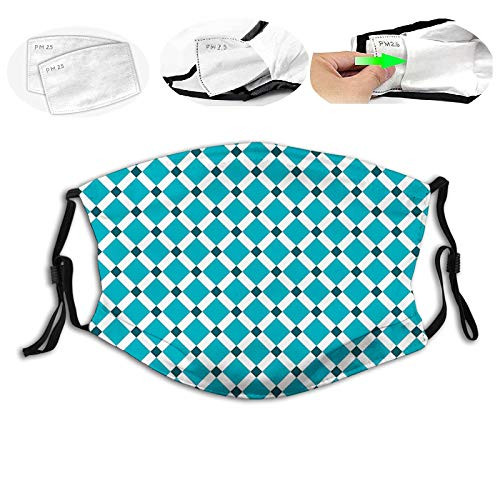 Comfortable Windproof mask-Diagonal Check Classical Pattern Intersecting Lines Rhombus Grid Geometric Design-Printed Facial decorations for adult