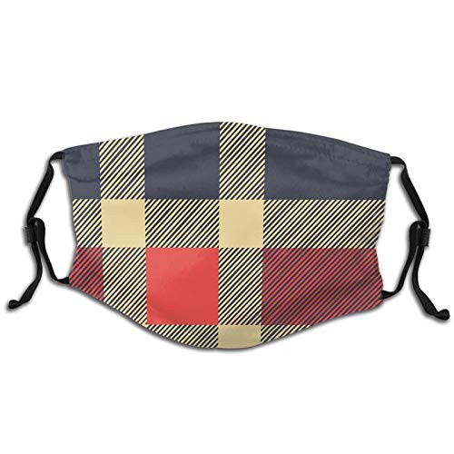 Funny Print Breathable Mouth Masks-Vintage Plaid Scottish Tartan Pattern With Retro Display Checks Lines Hip Hop Dust Face Mask- Washable And Reusable Windproof Cartoon Animal Masks