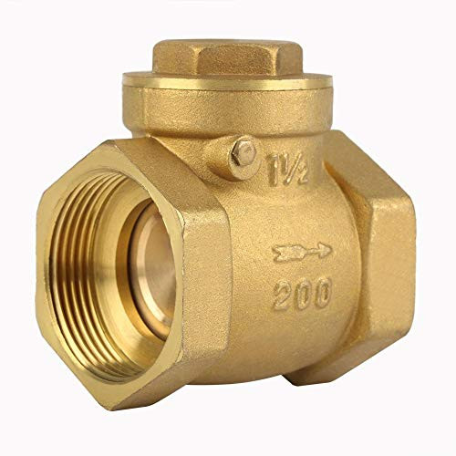 DN32 BSP 1-1/4" Female Thread Brass Swing Check Valve- 232 PSI One Way Non-return Water Check Valve for Prevent Water Backflow