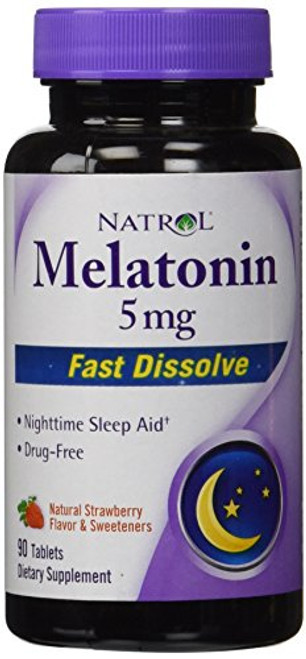 Natrol Fast Dissolve Melatonin 5 mg Tablets- Strawberry 90 ea -Pack of 2-