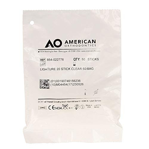 American Orthodontics Ligature 20 Stick Clear - 50 Sticks/1-000 Ligatures Per Pkg -MADE IN THE USA - Hypo-Allergenic- Non-Latex- Medical Grade Polyurethane.045 Inner / .115 Outer Diameter